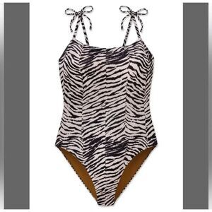 Wet luxe Grecia zebra stripe slimming L one piece swimsuit